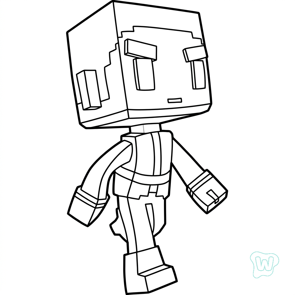 páginas para colorear gratis Beast Boy Minecraft