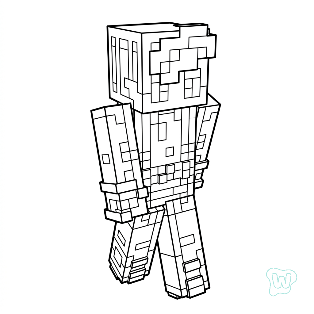 páginas para colorear gratis Beast Boy Minecraft 1