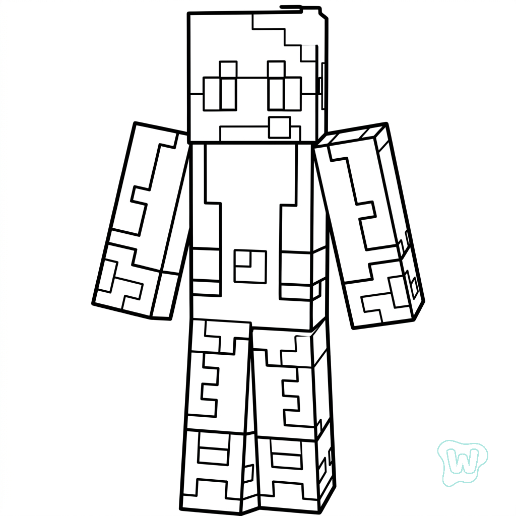 páginas para colorear de árboles Beast Boy Minecraft gratis