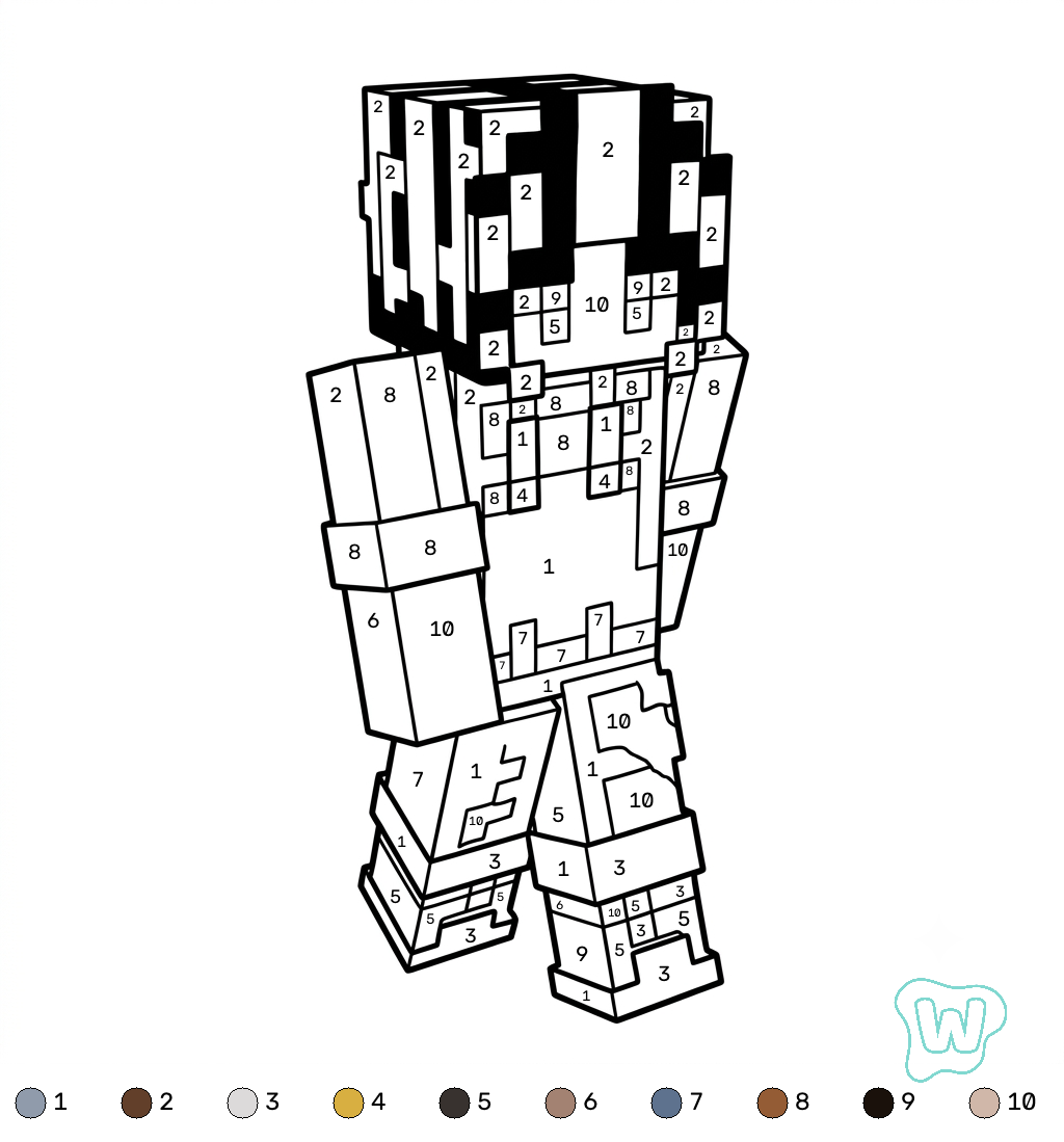 para colorear Gardener Minecraft coloring by numbers