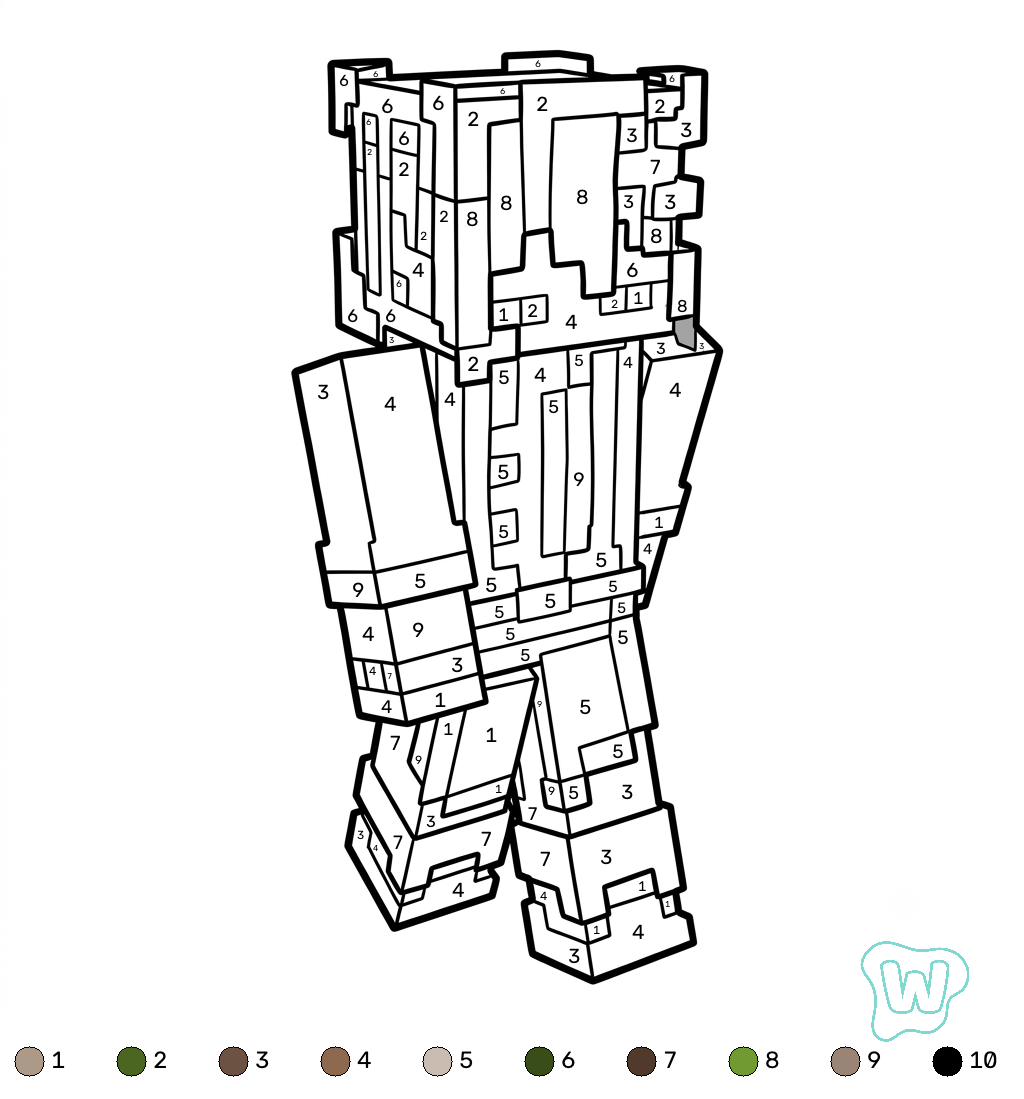 dibujos para colorear Gardener Minecraft coloring by numbers