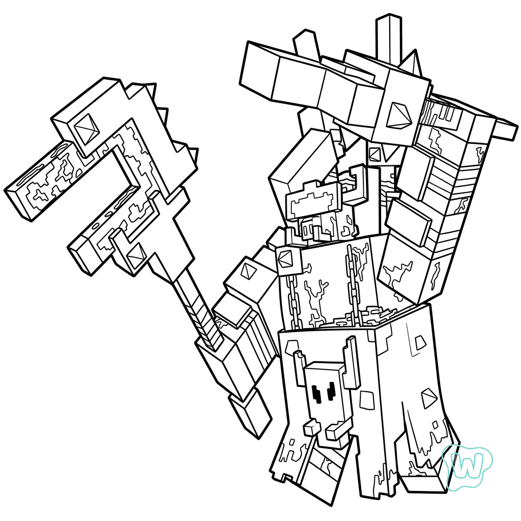 páginas para colorear kawaii lindas Great Hog Minecraft