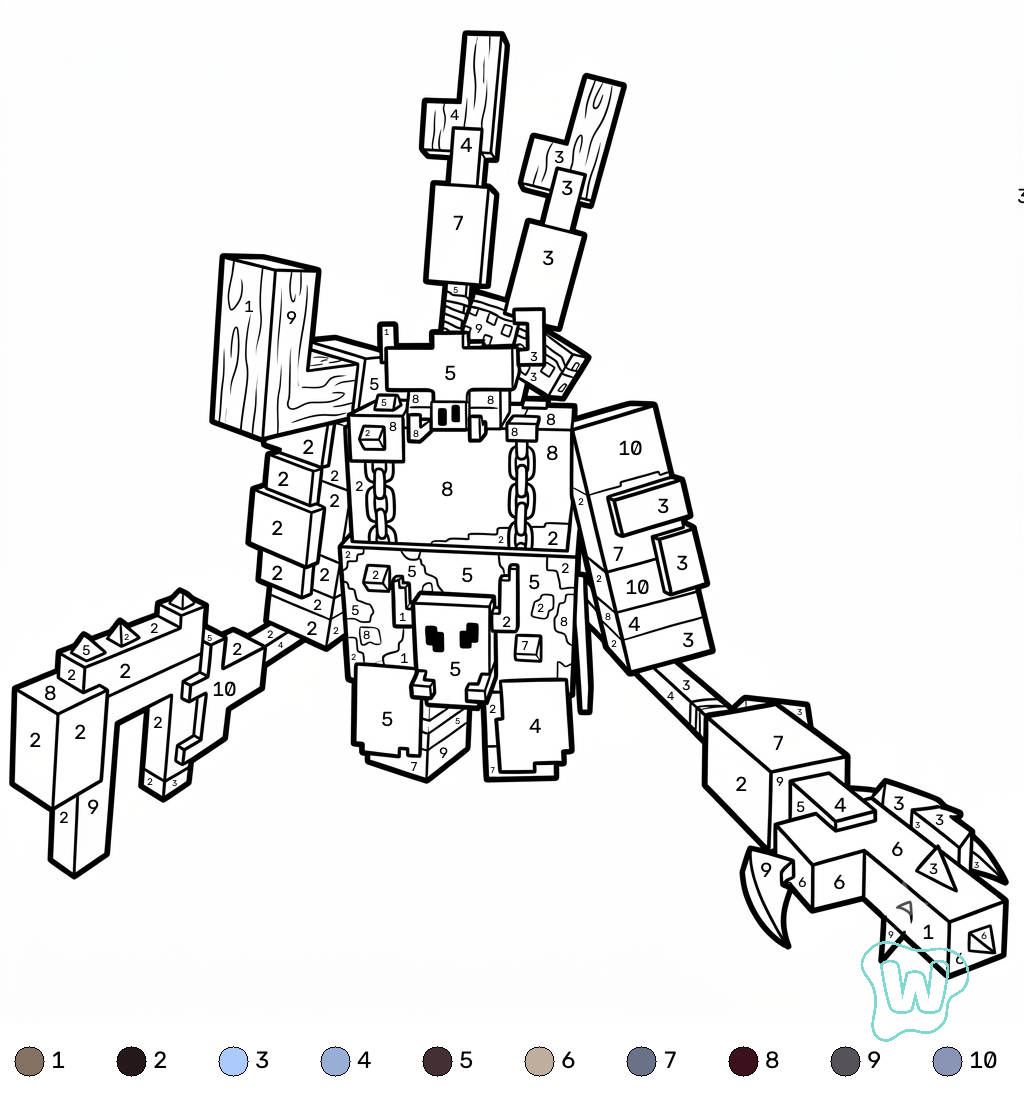 dibujos para colorear Great Hog Minecraft coloring by numbers
