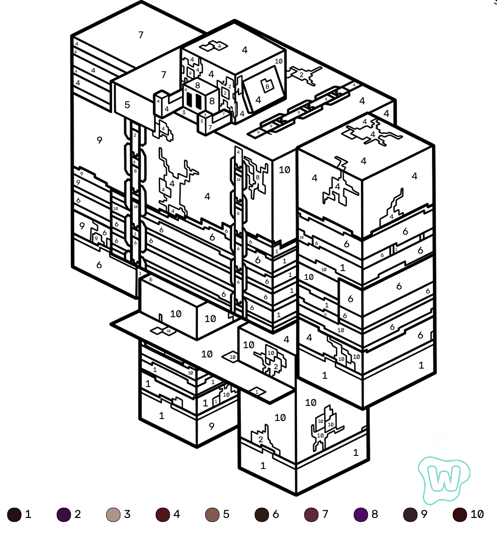 felices páginas para colorear Great Hog Minecraft coloring by numbers