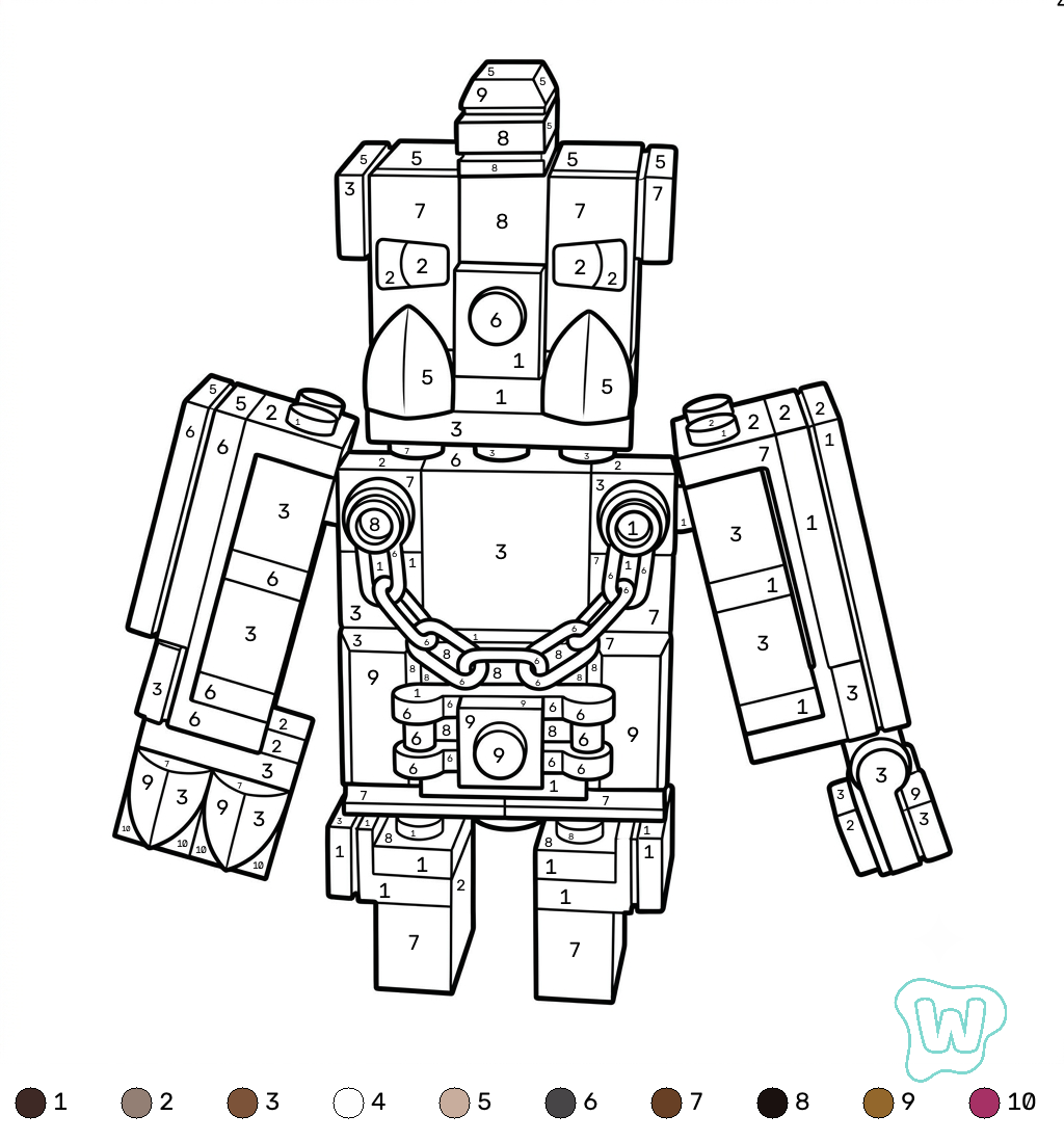 páginas para colorear para niños Great Hog Minecraft coloring by numbers