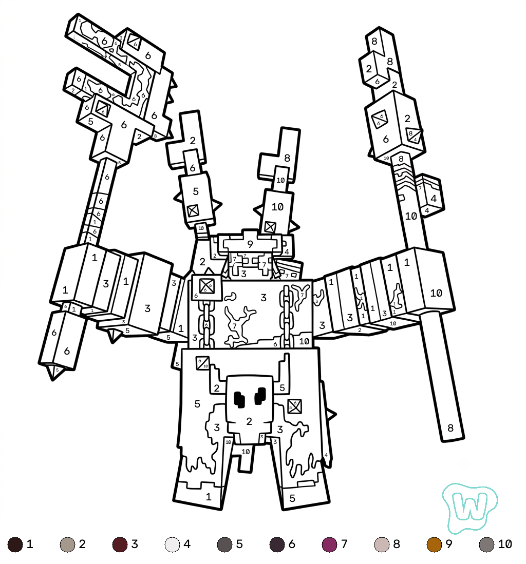Great Hog Minecraft coloring by numbers para colorear