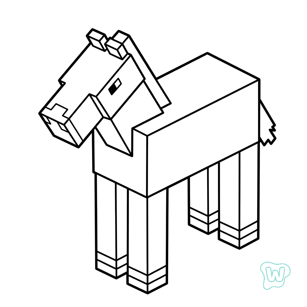 niños Horse Minecraft páginas para colorear