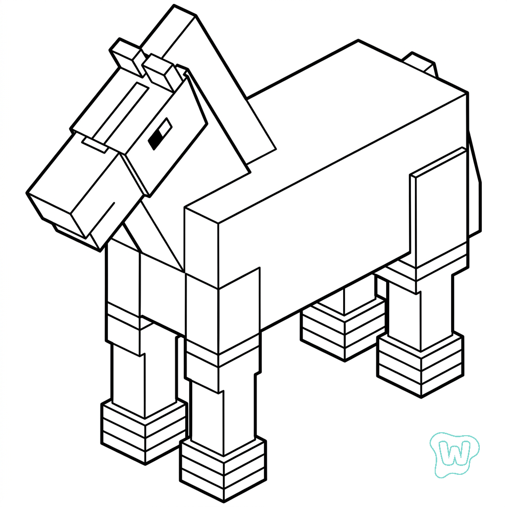felices páginas para colorear Horse Minecraft