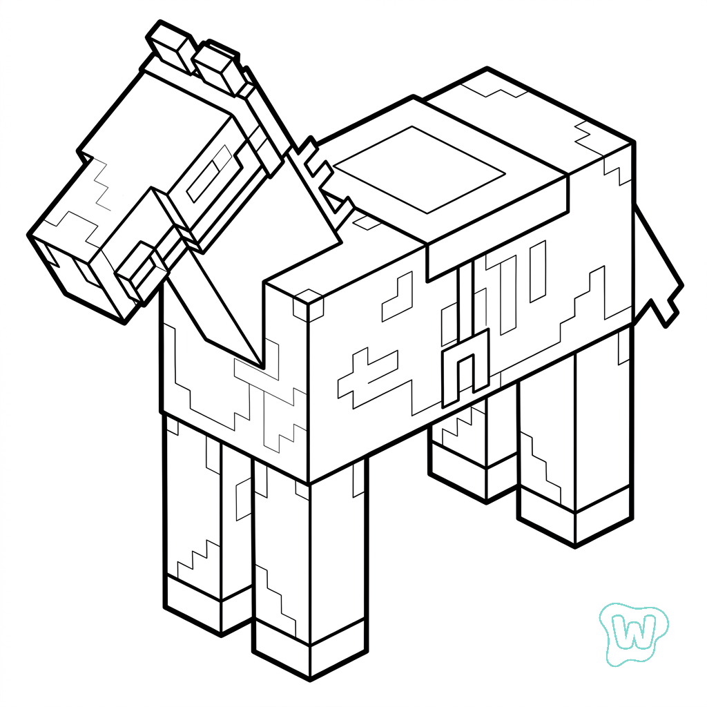 Horse Minecraft páginas para colorear de adornos