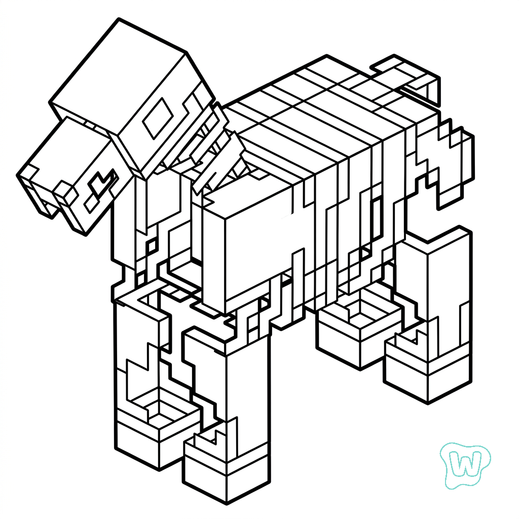 páginas para colorear Horse Minecraft gratis