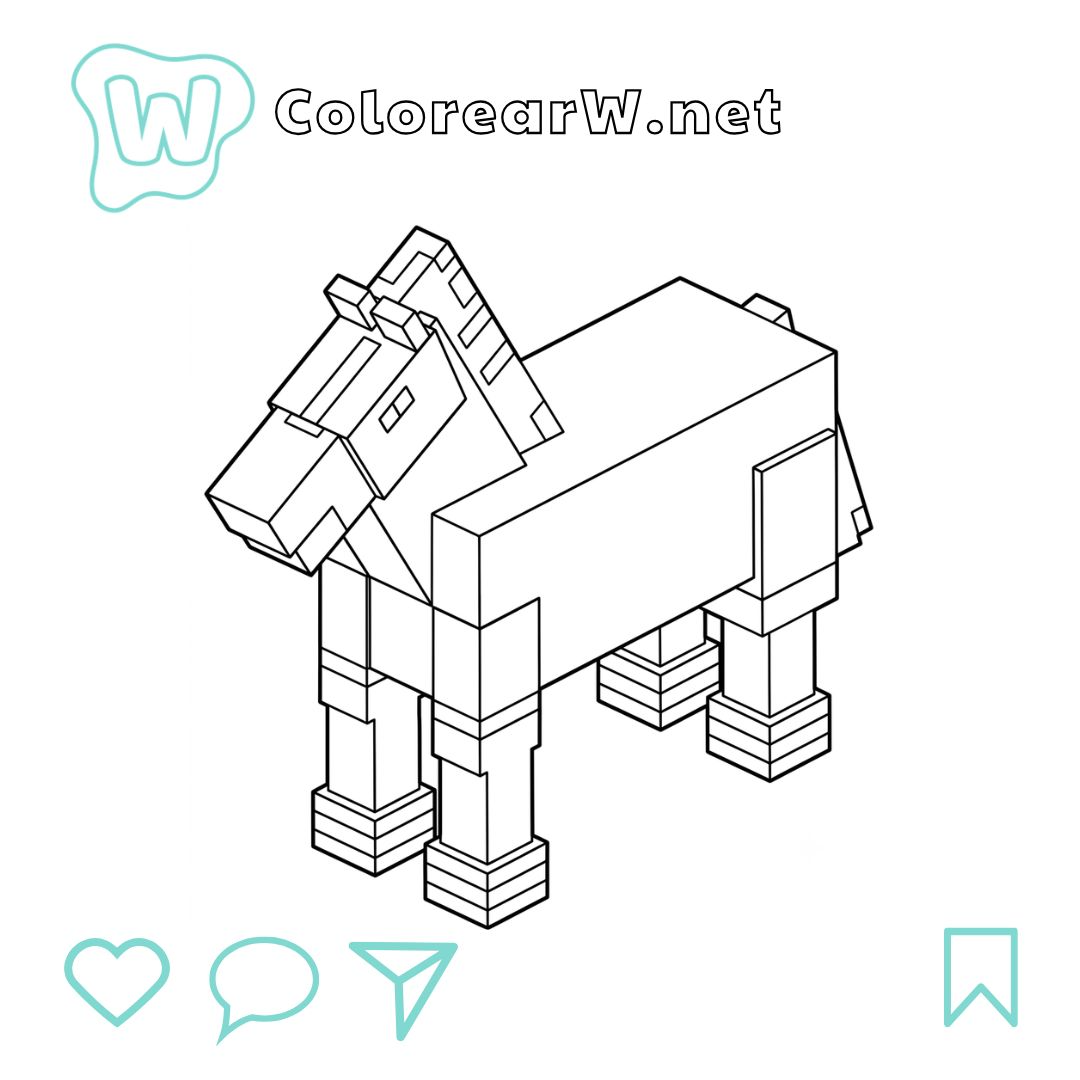 Horse Minecraft para colorear (PDF para imprimir gratis) thumbnail