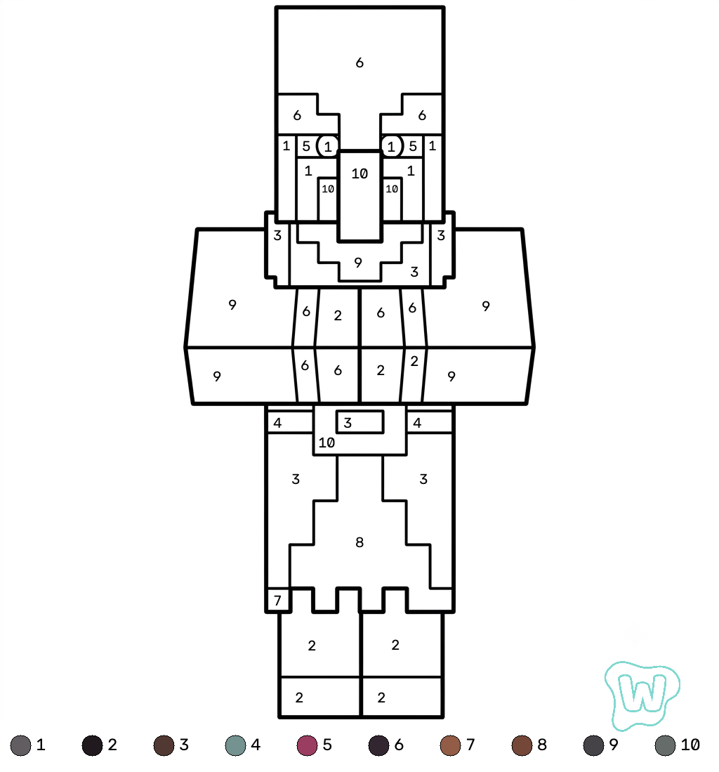 Illusioner Minecraft coloring by numbers imprimir PDF gratis