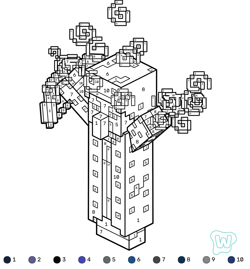 divertidas páginas para colorear Illusioner Minecraft coloring by numbers
