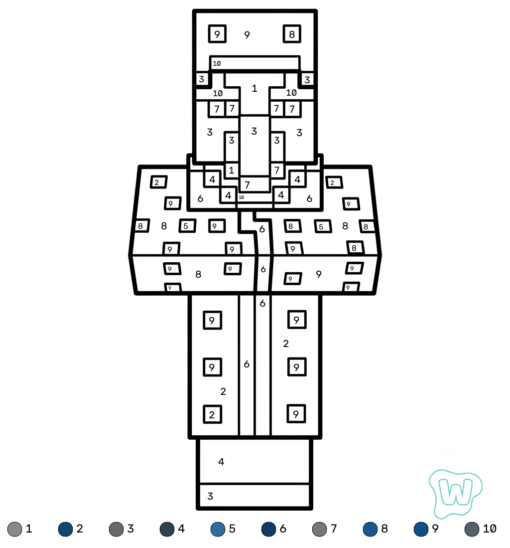 Illusioner Minecraft coloring by numbers páginas para colorear imprimibles