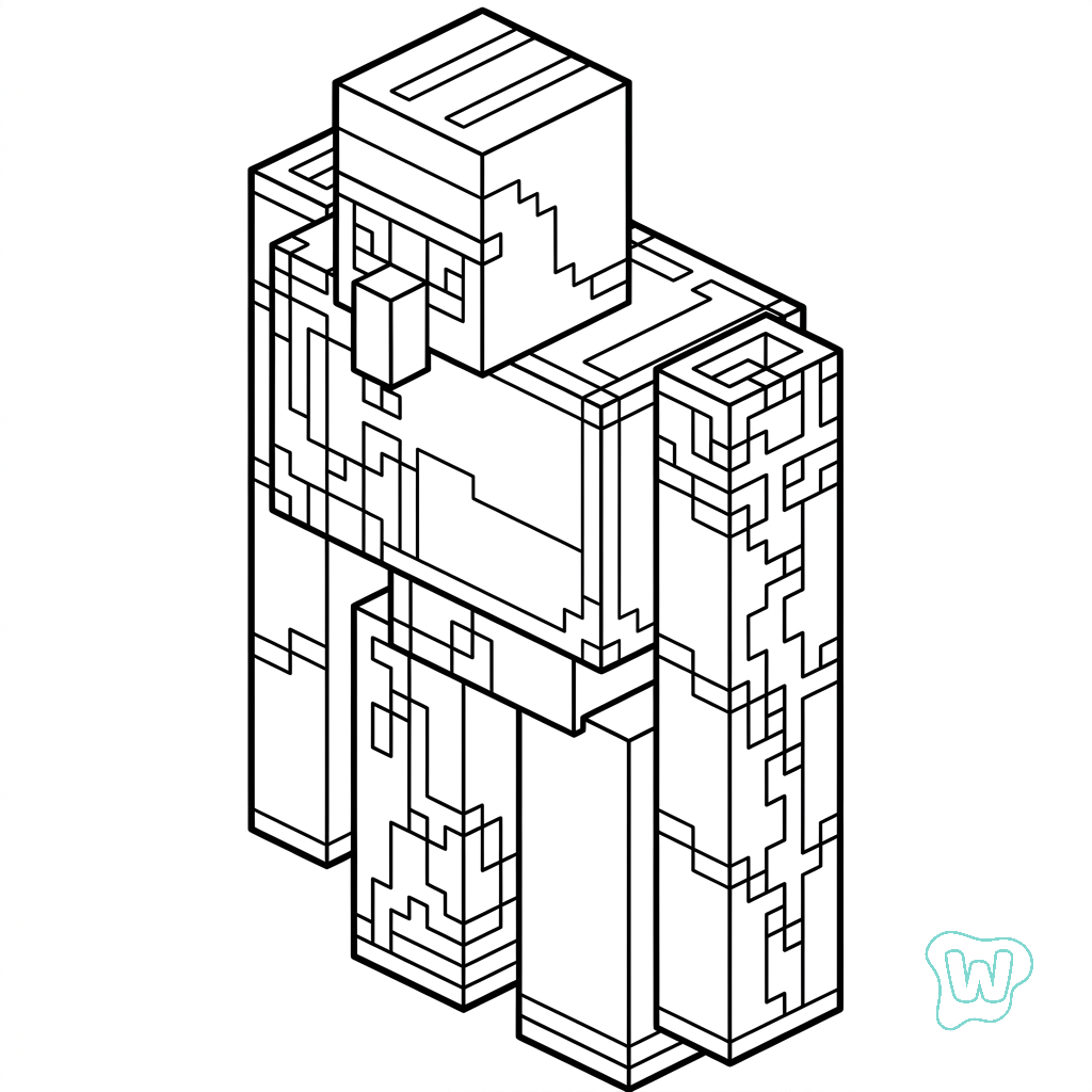 páginas para colorear gratis Iron Golem Minecraft pdf