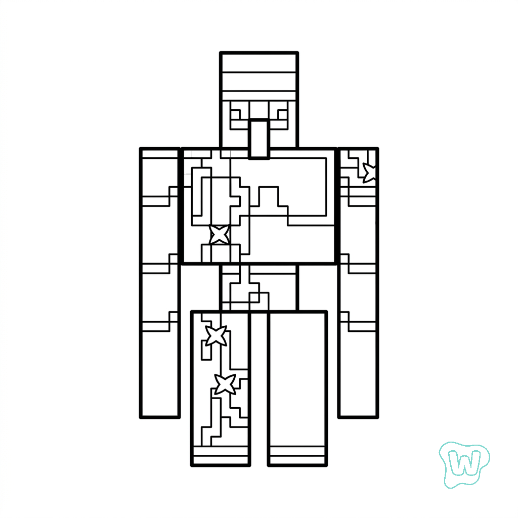páginas para colorear imprimibles Iron Golem Minecraft para adultos