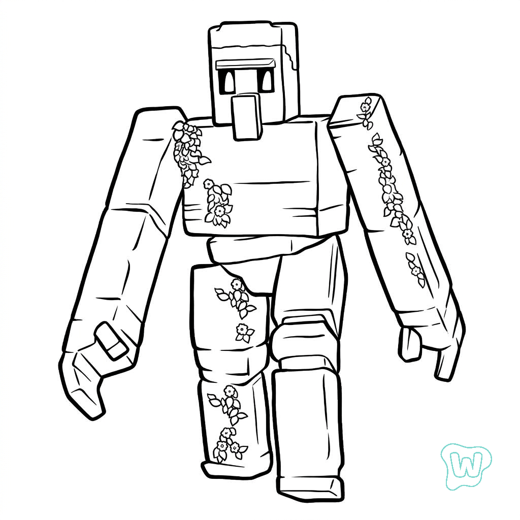 Iron Golem Minecraft páginas para colorear de adornos
