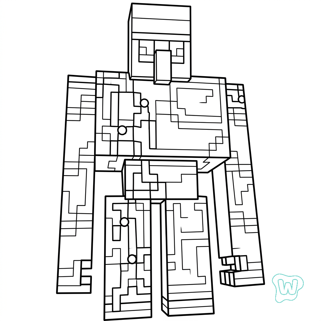 páginas para colorear Iron Golem Minecraft imprimibles gratis
