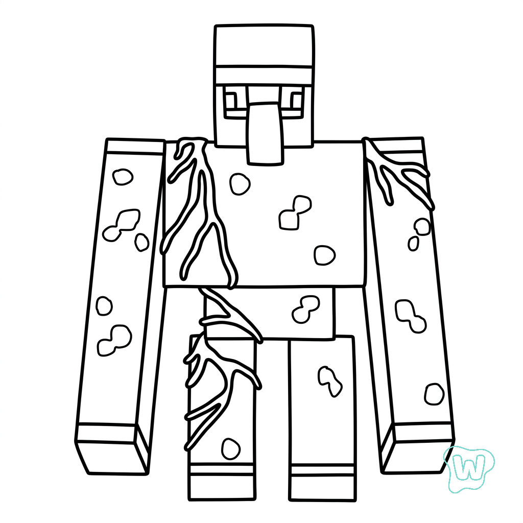 páginas para colorear para imprimir gratis Iron Golem Minecraft