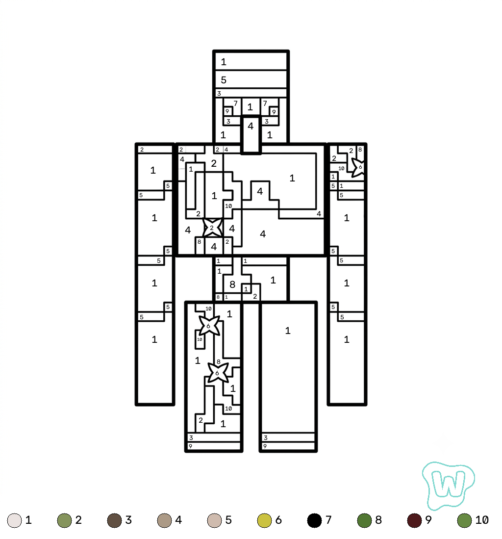 páginas para colorear gratis Iron Golem Minecraft coloring by numbers