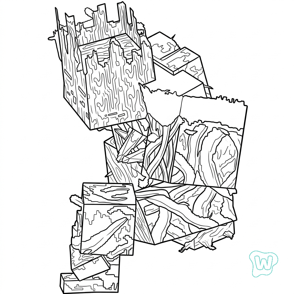 páginas para colorear gratis para adultos Jungle Abomination Minecraft