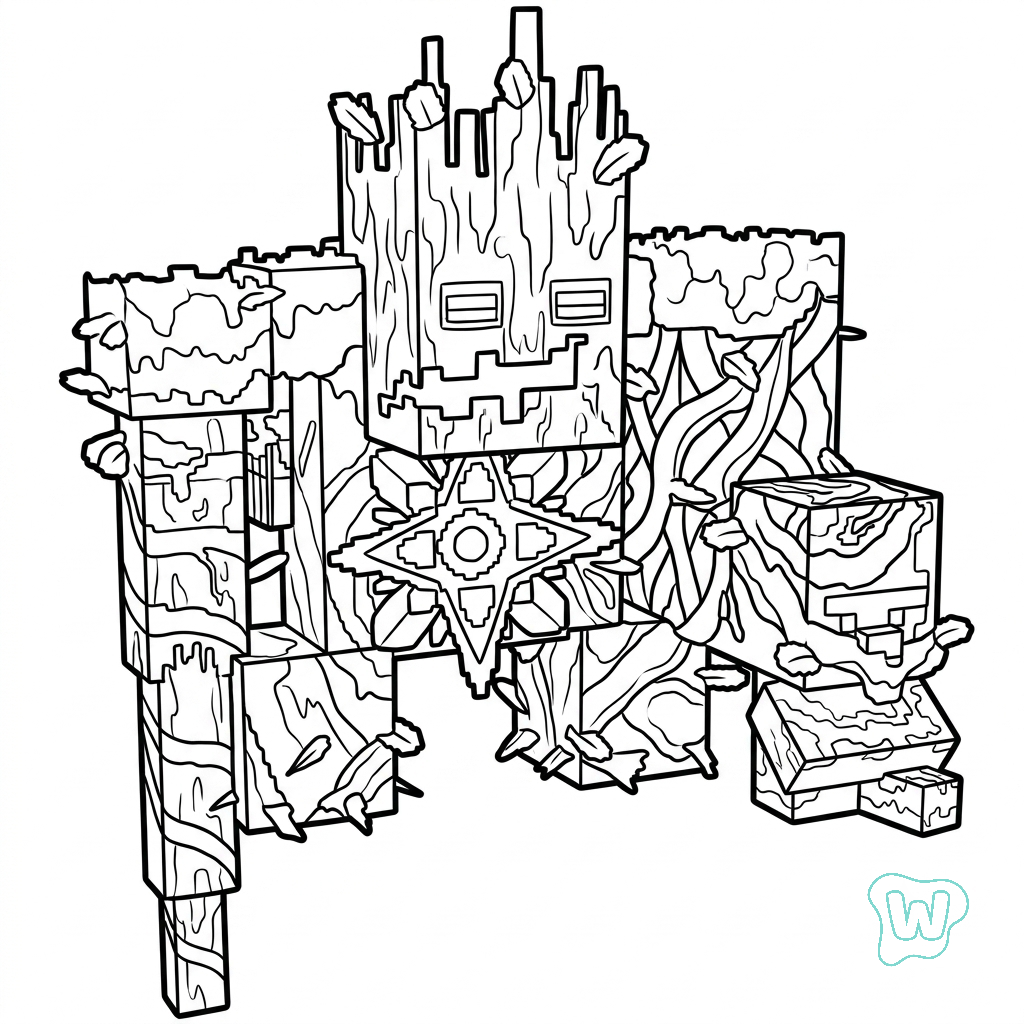 Jungle Abomination Minecraft páginas para colorear para adultos pdf