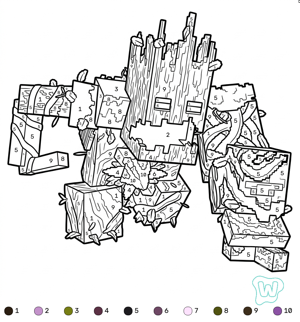 dibujos para colorear Jungle Abomination Minecraft coloring by numbers
