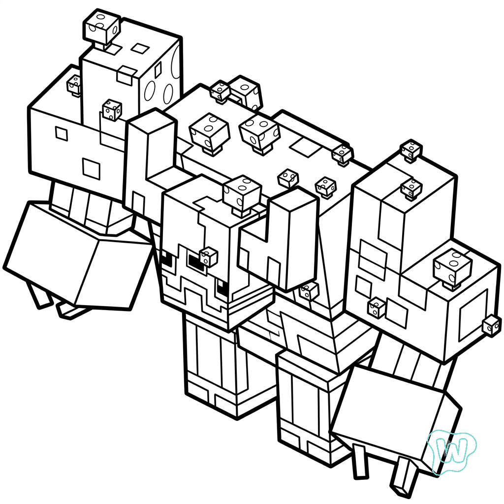 Mooshroom Monstrosity Minecraft páginas para colorear para niños