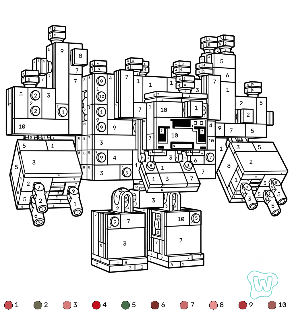 páginas para colorear gratis Mooshroom Monstrosity Minecraft coloring by numbers para adultos