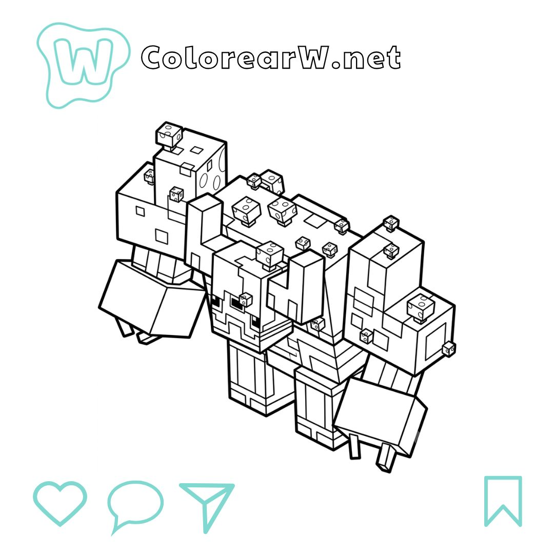 Mooshroom Monstrosity Minecraft para colorear (PDF para imprimir gratis) thumbnail