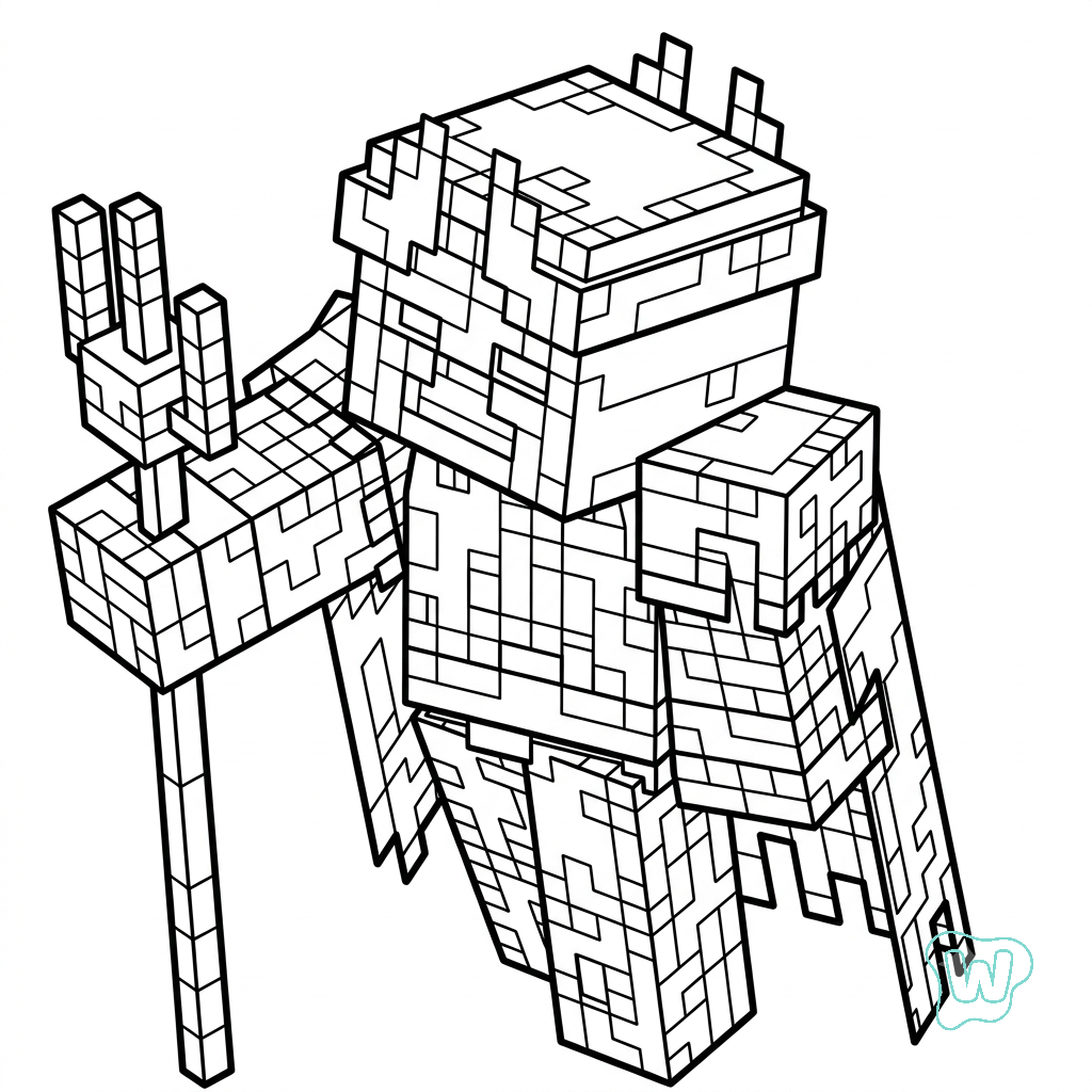 páginas para colorear gratis para adultos Necromancer Minecraft