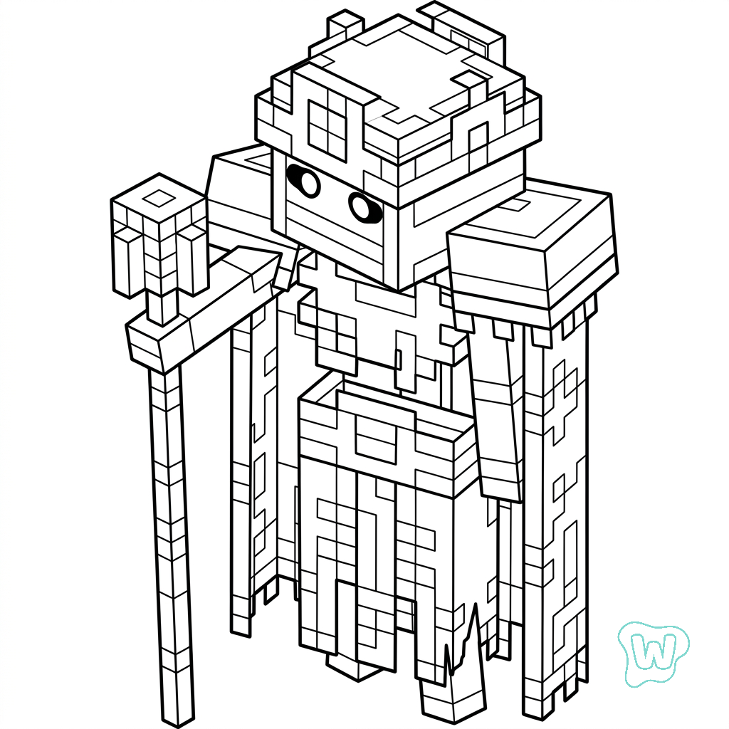 páginas para colorear fáciles de Necromancer Minecraft