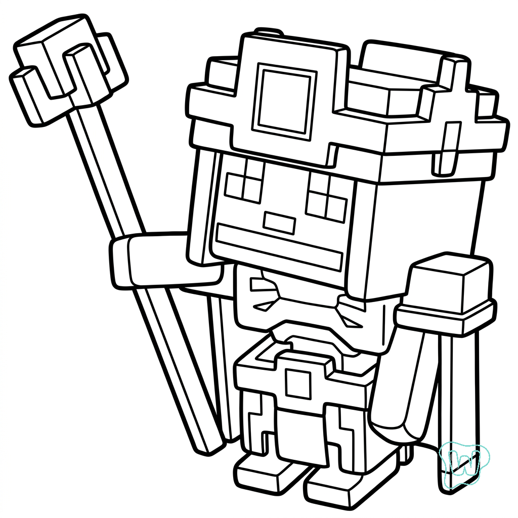 páginas para colorear para niños Necromancer Minecraft
