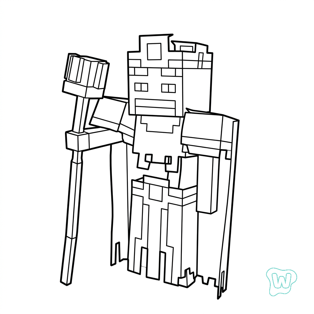 niños Necromancer Minecraft páginas para colorear