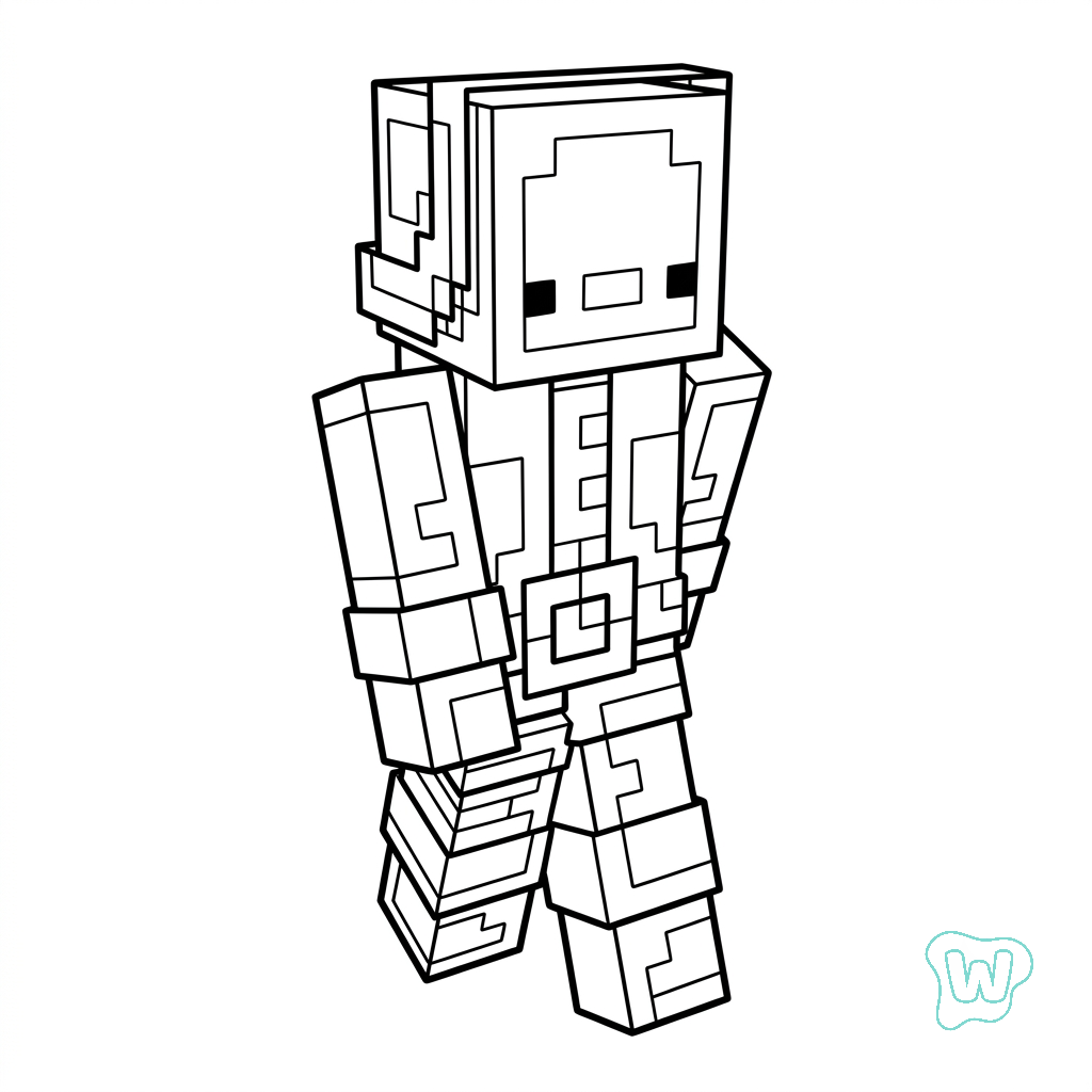 páginas para colorear Penguin Onesie Minecraft gratis