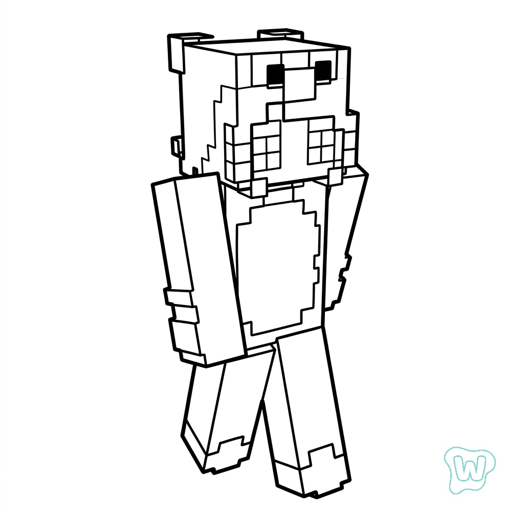 colorear páginas de Penguin Onesie Minecraft
