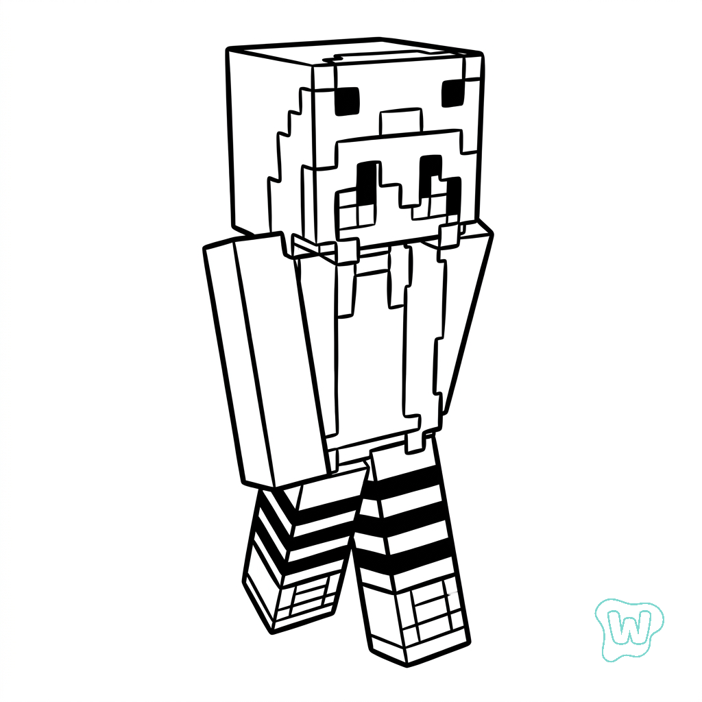 páginas para colorear para imprimir gratis Penguin Onesie Minecraft 1