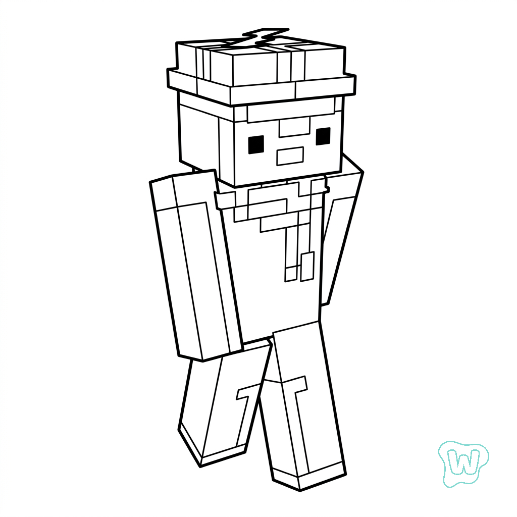 páginas para colorear gratis Penguin Onesie Minecraft para adultos