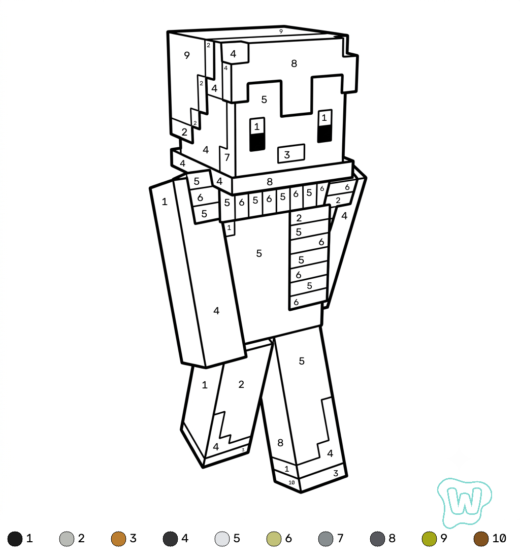 dibujos para colorear grinch Penguin Onesie Minecraft coloring by numbers