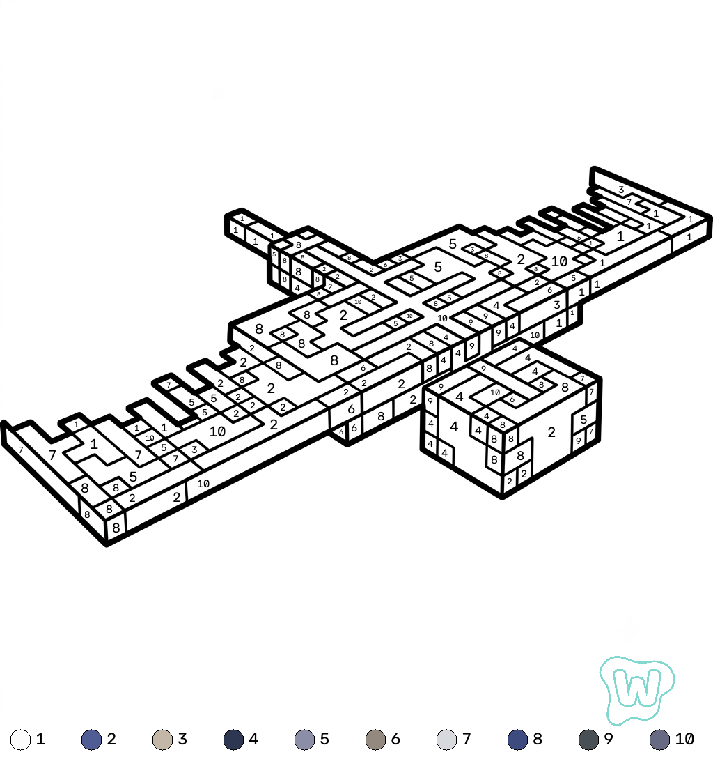 Phantom Minecraft coloring by numbers páginas para colorear de adornos