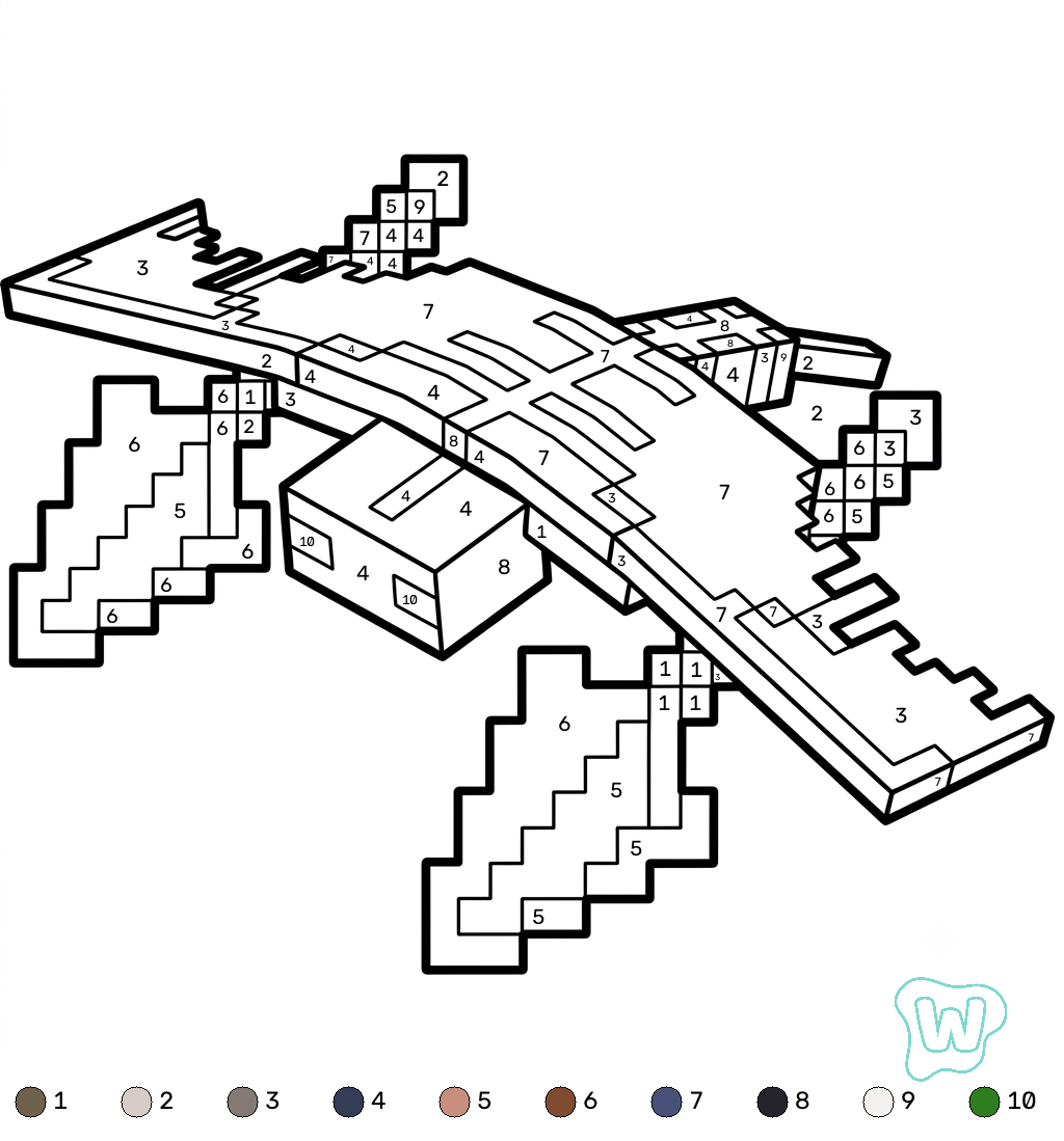 Phantom Minecraft coloring by numbers páginas para colorear para imprimir gratis
