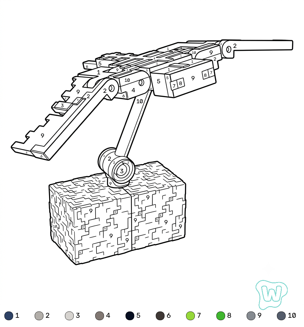 páginas para colorear detalladas de Phantom Minecraft coloring by numbers para adultos