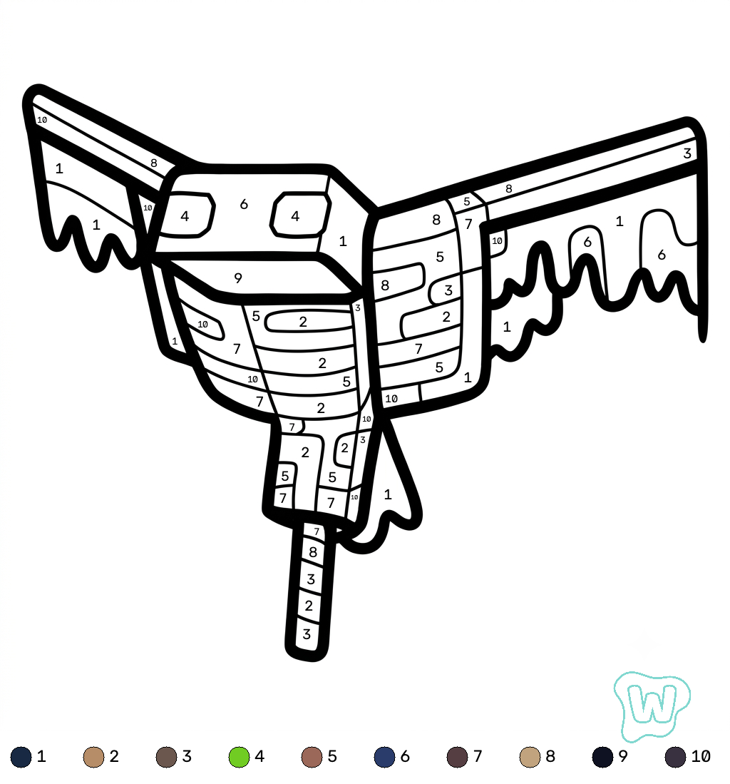 Phantom Minecraft coloring by numbers páginas para colorear imprimibles