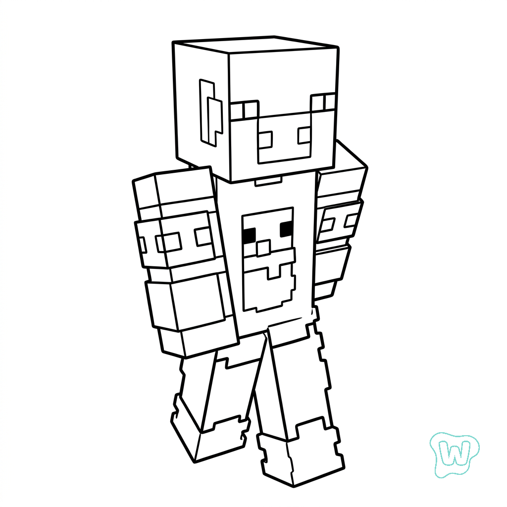 páginas para colorear imprimibles Pig Onesie Minecraft