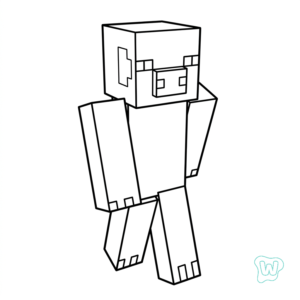 páginas para colorear gratis Pig Onesie Minecraft pdf