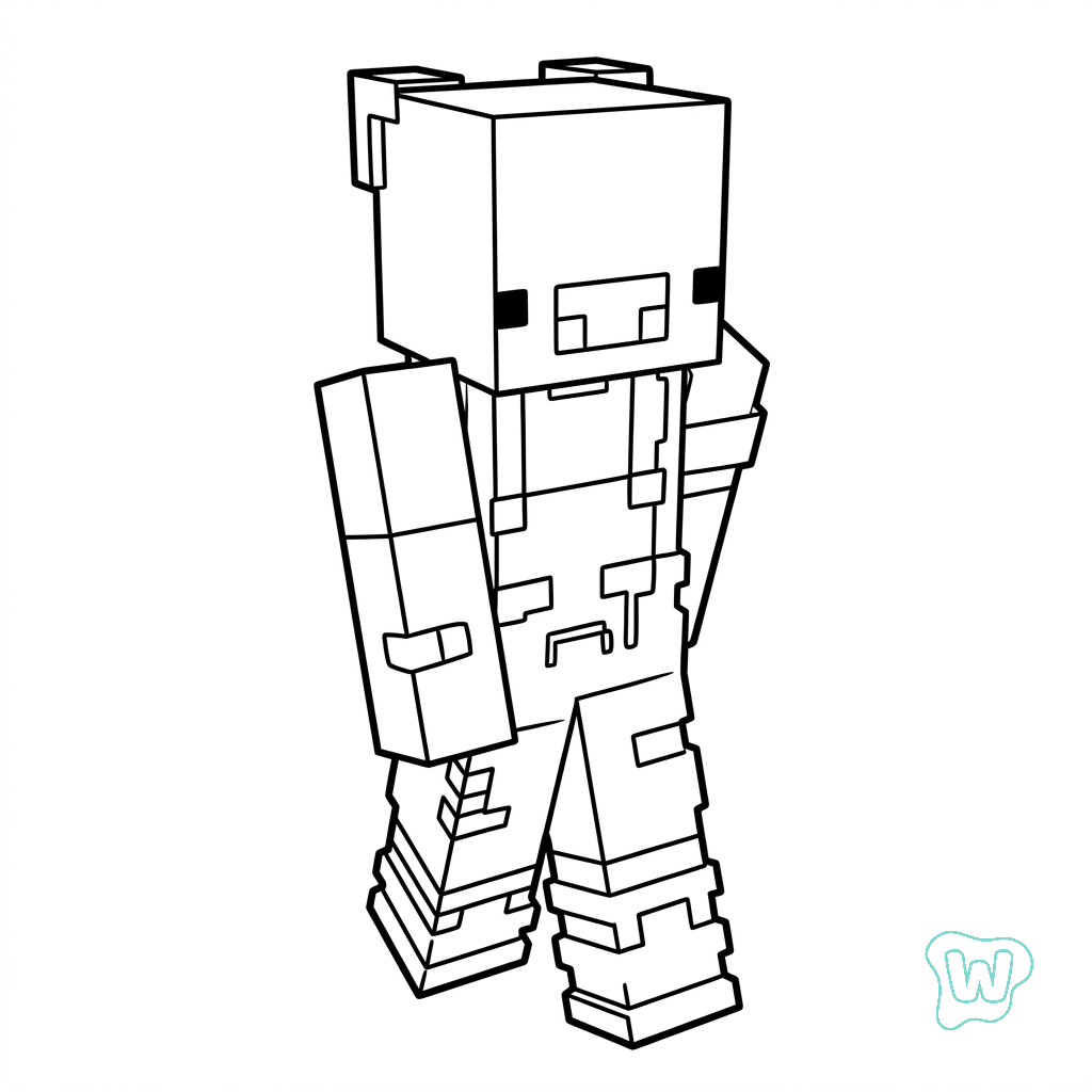 Pig Onesie Minecraft adornos para colorear