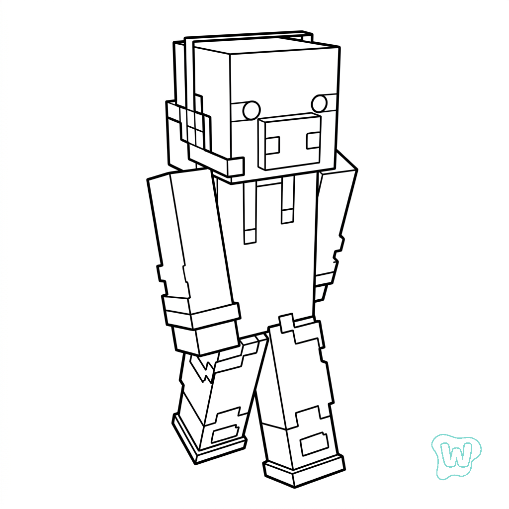 páginas para colorear gratis Pig Onesie Minecraft para adultos
