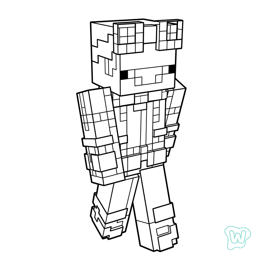 páginas para colorear imprimibles gratis Pig Onesie Minecraft