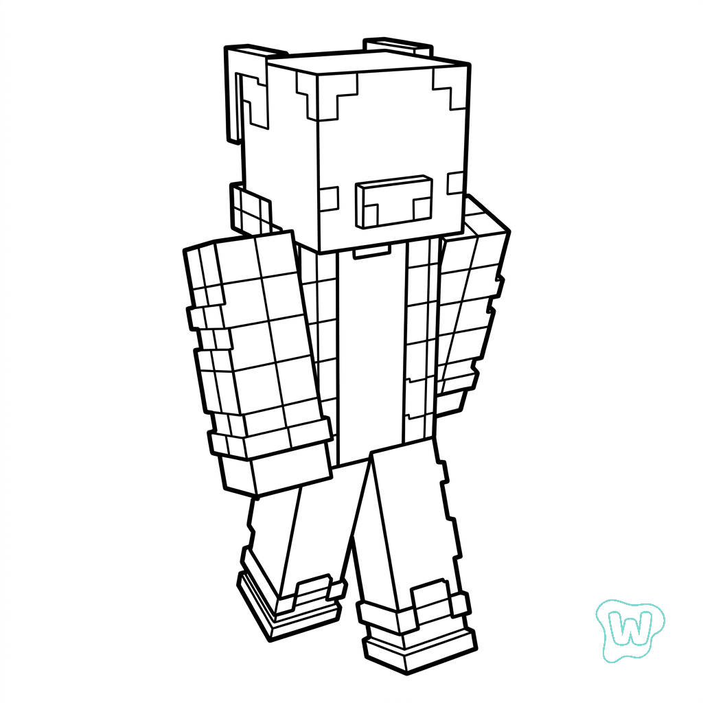 páginas para colorear gratis Pig Onesie Minecraft pdf 1