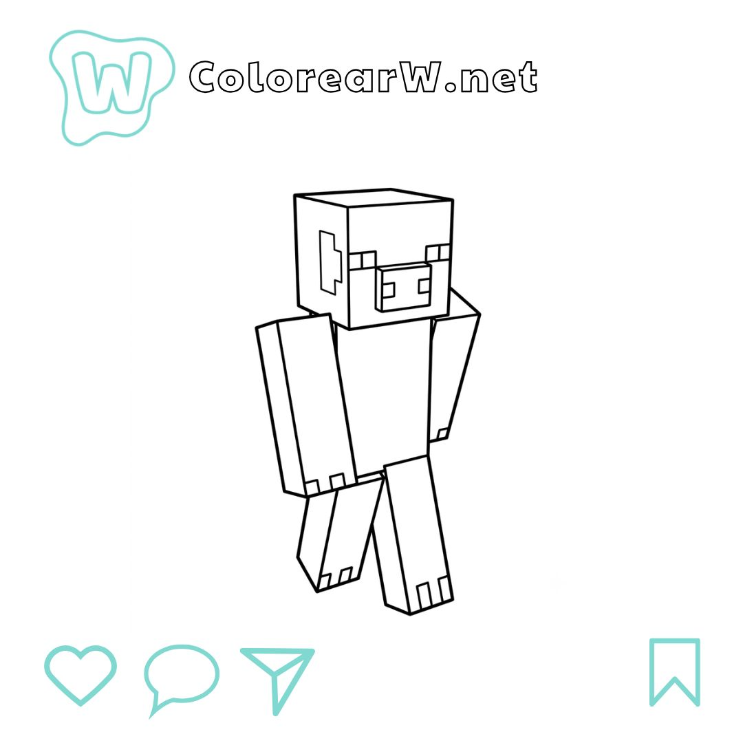 Pig Onesie Minecraft para colorear (PDF para imprimir gratis) thumbnail